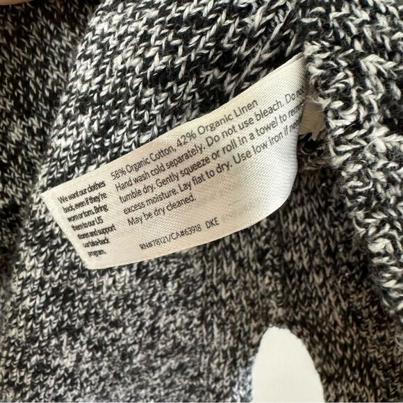 Eileen Fisher White Black Pointelle Linen Blend Bateau Neck Sweater Top Small - Picture 5 of 12